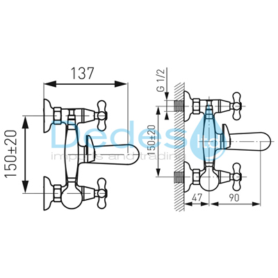 ΦΩΤΟΓΡΑΦΙΑ 2 ΜΠΑΤΑΡΙΑ ΛΟΥΤΡΟΥ ΧΡΩΜΕ FERRO Β/Τ RETRO NEW LUX ΜΙΣΟΣΤΡΟΦΗ 180⁰ XD11 ΜΕ ΣΠΙΡΑΛ, ΤΗΛΕΦΩΝΟ, ΣΤΗΡΙΓΜΑ