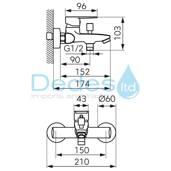 ΦΩΤΟΓΡΑΦΙΑ 2 ΜΠΑΤΑΡΙΑ ΛΟΥΤΡΟΥ RITTO ΜΙΞΕΩΣ Β/Τ ΧΡΩΜΕ FERRO Φ35 BTR1 ΜΕ ΕΚΚΕΝΤΡΑ ΡΟΖΕΤΕΣ ΧΩΡΙΣ ΤΗΛΕΦΩΝΟ & ΣΠΙΡΑΛ