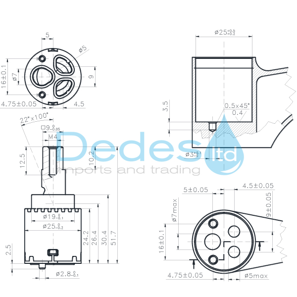 ΦΩΤΟΓΡΑΦΙΑ 2 ΜΗΧΑΝΙΣΜΟΣ K25Μ KEROX Φ25 ΧΩΡ.ΔΙΑΝΟΜ. 2 ΠΕΙΡΑΚΙΑ & ΕΓΚΟΠΕΣ ΚΕΡΑΜΙΚ. ΓΙΑ ΜΠΑΤ.ΑΝΑΜ/ΚΕΣ ΜΟΧΛΟΣ 9x9 Η52