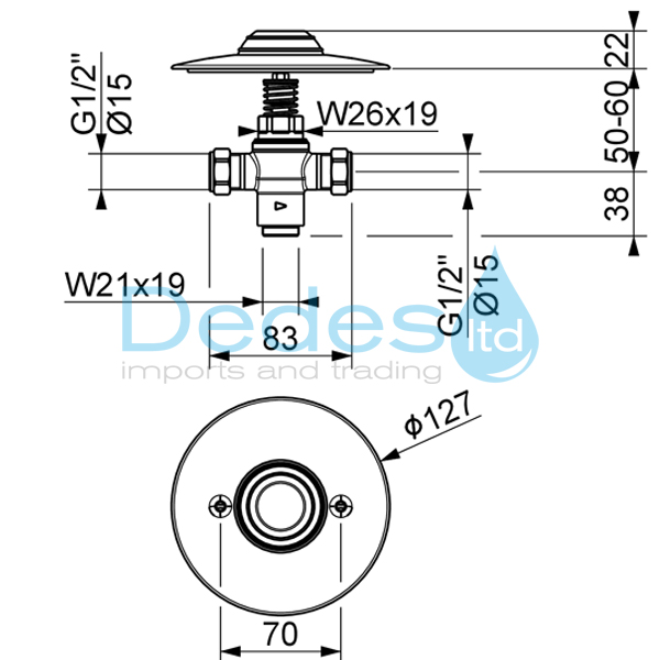 ΦΩΤΟΓΡΑΦΙΑ 2 ΔΙΑΚΟΠΤΗΣ ΕΝΔΟΔΑΠΕΔΙΟΣ Νο 9009 ΜΕ ΡΟΖΕΤΑ ΙΝΟΧ Φ150 & ΛΑΣΤΙΧΟ ΠΑΤΗΤΟΣ 1/2" MCM ΙΤΑΛΙΑΣ