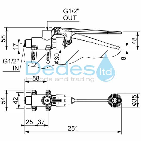 ΦΩΤΟΓΡΑΦΙΑ 2 ΠΕΝΤΑΛ ΧΡΩΜΕ Ν.9057 MCM ΜΟΝΟ ΠΑΤΗΜΑ ΚΡΥΟ 1/2" ΔΑΠΕΔΟΥ-ΤΟΙΧΟΥ ΓΥΑΛΙΣΤΕΡΟ ΙΤΑΛΙΑΣ 7LT/MIN/3bar