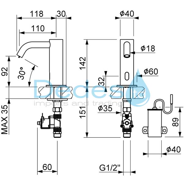ΦΩΤΟΓΡΑΦΙΑ 2 ΜΠΑΤΑΡΙΑ ΜΕ ΦΩΤΟΚΥΤΤΑΡΟ 7035B MCM ΧΡΩΜΕ ΚΡΥΟ ΝΕΡΟ MINIMAL L110-H90 ΙΤΑΛΙΑΣ ΜΕ ΛΕΙΤΟΥΡΓΙΑ ΜΠΑΤΑΡΙΑΣ