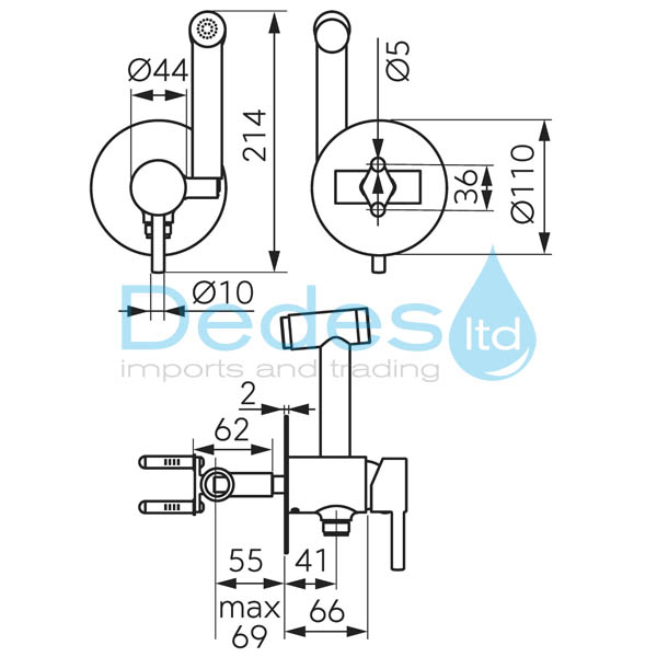 ΦΩΤΟΓΡΑΦΙΑ 2 ΚΙΤ ΥΓΙΕΙΝΗΣ ΜΙΞΕΩΣ ΕΝΤΟΙΧΙΣΜΟΥ BCK66P ΧΡΩΜΕ ΣΤΡΟΓΓ. 1/2" ΜΕ ΣΠΙΡΑΛ 150cm, ΤΗΛΕΦ.ΜΑΣΙΦ, ΡΟΖΕΤΑ Φ110