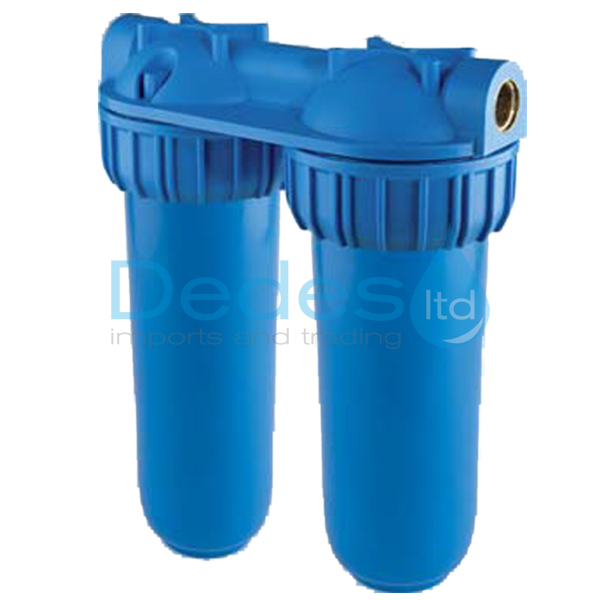 ΦΙΛΤΡΟ ΝΕΡΟΥ ΔΙΠΛΟ 3/4" ΜΕΓΑΛΟ SENIOR ΣΥΣΚ. 3P ATLAS 10" AFO SX AB ΜΕ ΜΠΛΕ ΠΟΤΗΡΙ & ΚΕΦΑΛΗ 8bar 45°C