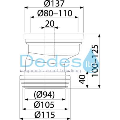 ΦΩΤΟΓΡΑΦΙΑ 2 ΣΥΝΔΕΣΜΟΣ ΜΑΚΡΥΣ ΕΚΚΕΝΤΡΟΣ 20mm A991-20 W/C ALCAPLAST L=95-125mm ΠΟΛΥΠΡΟΠΥΛΕΝΙΟΥ Φ80-110 / 94-115