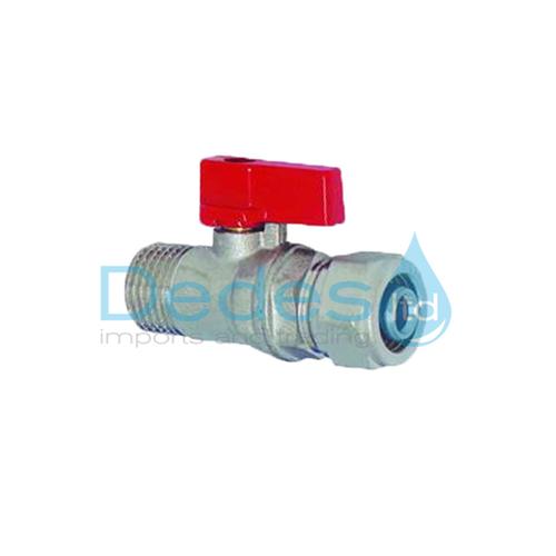 ΔΙΑΚΟΠΤΑΚΙ ΣΦΑΙΡΙΚΟ ΧΡΩΜΕ ΣΩΜΑ TUBO Φ18x2.0x1/2" ΑΡΣ.HDSR ΜΕ ΚΟΚΚΙΝΟ ΠΟΜΟΛΟ ΓΙΑ PEX & ALU-PEX