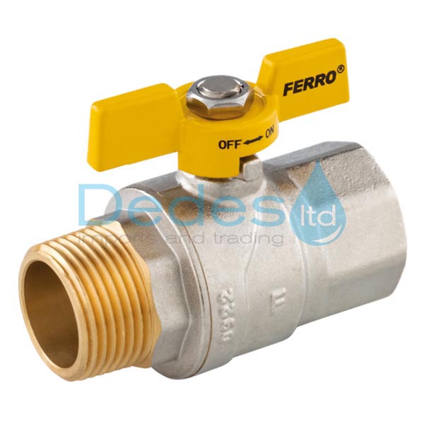 ΔΙΑΚΟΠΤΗΣ ΣΦΑΙΡ. ΑΕΡΙΟΥ ΑΡΣ.-ΘΗΛ. 1" DN25 KGMN31 ΟΡΕΙΧ. CW617N GAS ΜΕ ΠΕΤΑΛΟΥΔΑ -20°C - 60°C 0.5 MPa