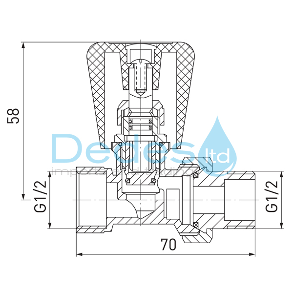 ΦΩΤΟΓΡΑΦΙΑ 3 ΔΙΑΚΟΠΤΗΣ ΚΑΛΟΡΙΦΕΡ ΙΣΙΟΣ FERRO DN15 1/2" ΘΗΛΥΚΟΣ ΧΡΩΜΕ MAX 10 BAR & 100°C ΜΕ ΟΥΡΑ ΑΡΣ.-ΘΗΛ.