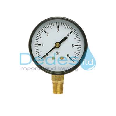 ΦΩΤΟΓΡΑΦΙΑ 2 ΜΑΝΟΜΕΤΡΟ ΠΙΕΣΕΩΣ ΚΑΘΕΤΟ Β/Τ 0-10 BAR Φ63 ΑΠΛΟ ΜΕΤΑΛΛΙΚΟ ΜΕ 1/4" ΑΡΣΕΝΙΚΟ ΣΠΕΙΡΩΜΑ ΣΕ ΚΟΥΤΙ