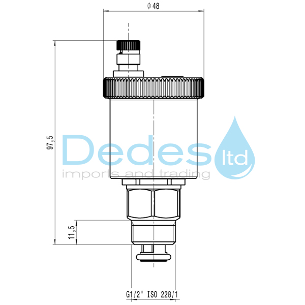 ΦΩΤΟΓΡΑΦΙΑ 2 ΑΥΤΟΜΑΤΟ ΕΞΑΕΡΙΣΤΙΚΟ ΧΡΩΜΕ 1/2" CALEFFI ΜΕ ΑΥΤΟΜ. ΔΙΑΚΟΠΤΗ Art.502141 ΟΡΕΙΧΑΛ/ΝΟ 2.5-10bar 110°C max