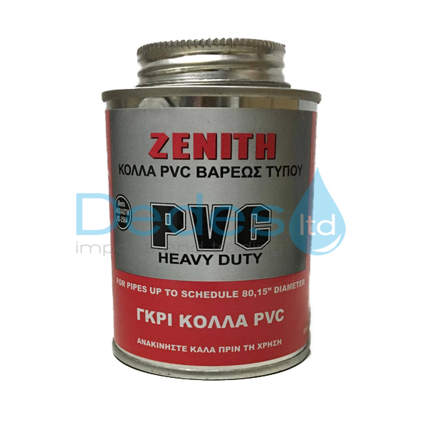 ΚΟΛΛΑ PVC ΒΑΡΕΩΣ ΤΥΠΟΥ ΓΚΡΙ 473ml ZENITH ΜΕ ΣΦΟΥΓΓΑΡΑΚΙ ΓΙΑ ΠΛΑΣΤΙΚΟΥΣ ΣΩΛΗΝΕΣ ΣΕ ΜΕΤΑΛΛΙΚΟ ΒΑΖΑΚΙ