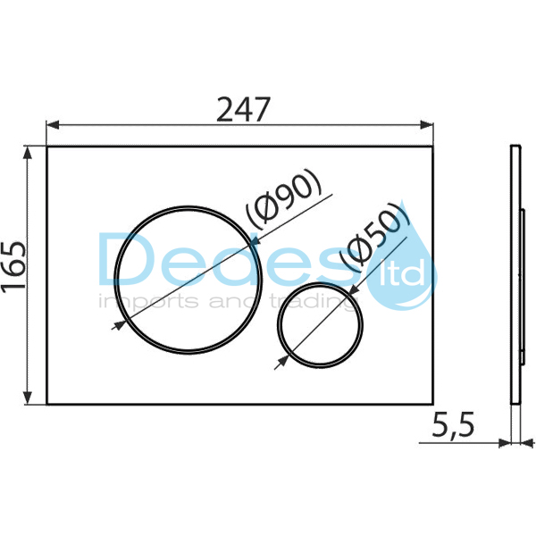ΦΩΤΟΓΡΑΦΙΑ 2 ΠΛΑΚΑ ΠΑΡΑΛΛ/ΓΡΑΜΗ ΧΡΩΜΕ-MATT M672 ALCAPLAST 247x165x5mm ΜΕ ΙΙ ΠΑΤΗΜΑ ΣΤΡΟΓΓ. Φ90-Φ50 ΓΙΑ ΚΑΖ.ΕΝΤΟΙΧ