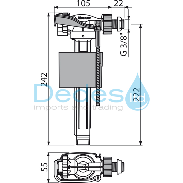 ΦΩΤΟΓΡΑΦΙΑ 2 ΦΛΟΤΕΡ ΑΘΟΡΥΒΟ A160P 3/8" ALCAPLAST ΓΙΑ ΕΝΤΟΙΧΙΣΜΟΥ ΠΛΑΪΝΟ ΜΕΤΑΛ.ΚΟΝΤΟ ΣΠΕΙΡΩΜΑ 22mm ΡΥΘΜ/ΝΟ ΠΛΩΤΗΡΑ