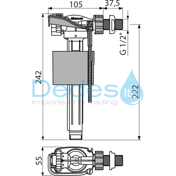 ΦΩΤΟΓΡΑΦΙΑ 3 ΦΛΟΤΕΡ ΑΘΟΡΥΒΟ A160-1/2" NEW ALCAPLAST ΠΛΑΪΝΟ ΜΕ ΜΕΤΑΛΛΙΚ.ΣΠΕΙΡΩΜΑ 38mm ΡΥΘΜΙΖ/ΝΟ ΠΛΩΤΗΡΑ 0.5-10 bar
