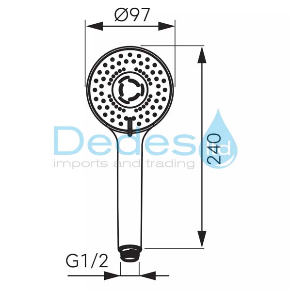 ΦΩΤΟΓΡΑΦΙΑ 2 ΤΗΛΕΦΩΝΟ ΜΠΑΝΙΟΥ S340BL-B ΜΑΥΡΟ 3 ΘΕΣΕΩΝ ΥΔΡΟΜΑΣΑΖ FERRO ΣΤΡΟΓΓΥΛΟ ABS Φ97mm ΜΗΚΟΣ=240mm ΣΕ BLISTER