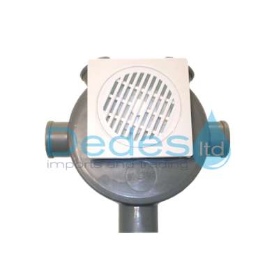 ΣΙΦΩΝ ΔΑΠΕΔΟΥ ΠΛΑΣΤΙΚΟ ΓΚΡΙ ΔΕΛΤΑ ΜΕ ΛΕΥΚΗ ΤΕΤΡΑΓΩΝΗ ΣΧΑΡΑ & Φ40 ΕΙΣΟΔΟ-Φ50 ΕΞΟΔΟ