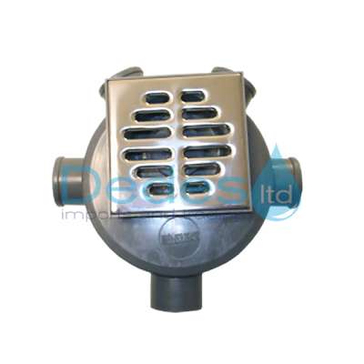 ΣΙΦΩΝ ΔΑΠΕΔΟΥ ΠΛΑΣΤΙΚΟ ΓΚΡΙ ΔΕΛΤΑ ΜΕ ΙΝΟΧ ΤΕΤΡΑΓΩΝΗ ΣΧΑΡΑ & Φ40 ΕΙΣΟΔΟ-Φ50 ΕΞΟΔΟ