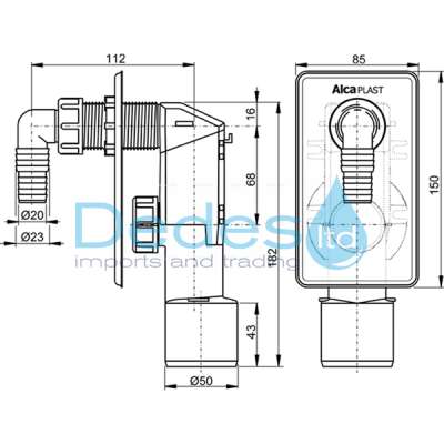 ΦΩΤΟΓΡΑΦΙΑ 2 ΣΙΦΩΝ ΠΛΥΝΤΗΡΙΟΥ ΠΛΑΣΤΙΚΟ APS3 NEW Φ40-50 ALCAPLAST ΕΝΤΟΙΧΙΣΜΟΥ ΜΕ ΧΡΩΜΕ ΜΕΤΑΛΛΙΚΗ ΠΛΑΚΑ