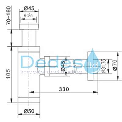 ΦΩΤΟΓΡΑΦΙΑ 2 ΣΙΦΩΝ ΝΙΠΤΗΡΟΣ ΧΡΩΜΕ 1.1/4" LUX ΣΤΡΟΓΓΥΛΟ Φ50 ΜΕ ΤΑΠΑ, 2-12cm ΛΑΙΜΟ, ΕΞΟΔΟ Φ32x30cm, ΡΟΖΕΤΑ Φ70