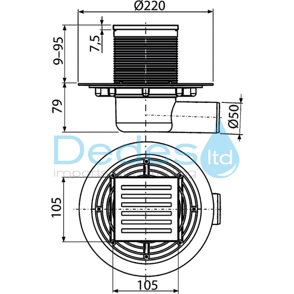 ΦΩΤΟΓΡΑΦΙΑ 2 ΣΙΦΩΝ ΔΑΠΕΔΟΥ-ΒΕΡΑΝΤΑΣ PVC APV103 Φ50 ALCAPLAST ΜΕ ΣΧΑΡΑ ΧΡΩΜΕ 105x105mm ΑΝΟΞΕΙΔ. ΥΨΟΣ min88-max174
