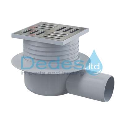 ΣΙΦΩΝ ΔΑΠΕΔΟΥ-ΒΕΡΑΝΤΑΣ PVC APV26 ALCAPLAST ΜΕ ΣΧΑΡΑ ΧΡΩΜΕ 105x105mm ΑΝΟΞΕΙΔ. Φ50-ΥΨΟΣ min80-max113