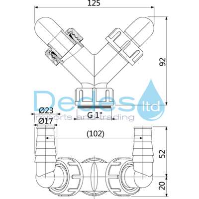 ΦΩΤΟΓΡΑΦΙΑ 2 ΔΙΧΑΛΟ ΠΛΑΣΤΙΚΟ P148 1" ΘΗΛ.ALCAPLAST ΜΕ 2 ΓΩΝΙΕΣ P0048 ΠΑΡΟΧH ΠΛΥΝΤΗΡΙΟΥ 1"ΘΗΛ.xΦ17-Φ23