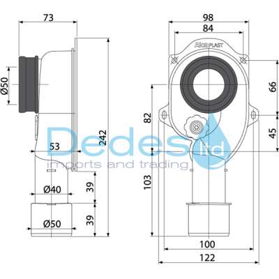 ΦΩΤΟΓΡΑΦΙΑ 2 ΣΙΦΩΝ ΟΥΡΗΤΗΡΙΟΥ ΕΝΤΟΙΧΙΣΜΟΥ ΠΛΑΣΤΙΚΟ A45C Φ50 ALCAPLAST ΜΕ ΕΞΟΔΟ Φ40-50 ΣΥΣΤΟΛΙΚΗ