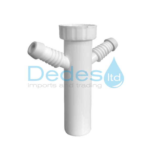 ΛΑΙΜΟΣ ΛΕΥΚΟΣ ΑΠΟ ΣΙΦΩΝ ΝΕΡΟΧΥΤΟΥ ΠΛΑΣΤΙΚΟΣ 1.1/2" x Φ40 L150mm ΜΕ ΔΙΠΛΗ ΠΑΡΟΧΗ ΠΛΥΝΤΗΡΙΟΥ & ΤΑΠΕΣ