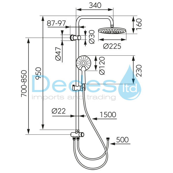 ΦΩΤΟΓΡΑΦΙΑ 3 ΚΟΛΟΝΑ INOX ΝΤΟΥΣ COPPA NP92 FERRO ΚΩΔ. Φ225 ΣΤΡΟΓΓ. +ΤΗΛΕΦ. Φ120 +ΣΠΙΡΑΛ 150cm +ΔΙΑΝΟΜ. ΣΕ ΚΟΥΤΙ