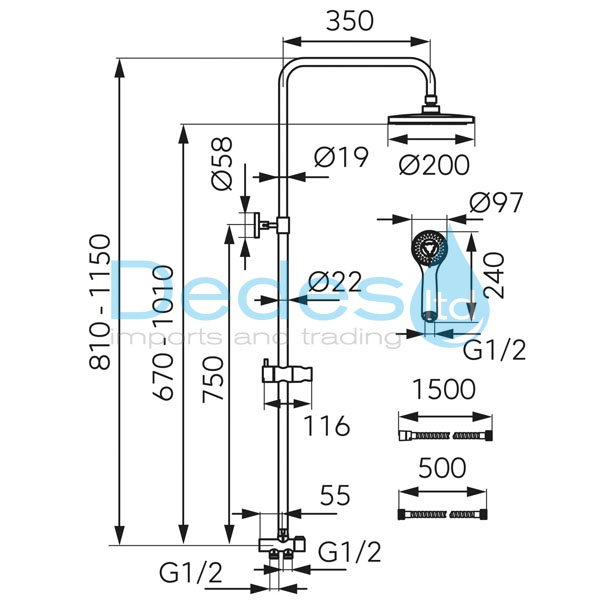 ΦΩΤΟΓΡΑΦΙΑ 3 ΚΟΛΟΝΑ INOX ΝΤΟΥΣ LUX NP45 FERRO ΡΥΘΜ. ΚΩΔ. Φ200 ΣΤΡΟΓΓ. +ΤΗΛΕΦ. Φ97 +ΣΠΙΡΑΛ 150cm +ΔΙΑΝΟΜ. ΣΕ ΚΟΥΤΙ