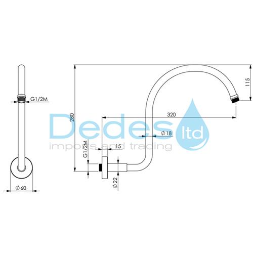 ΦΩΤΟΓΡΑΦΙΑ 2 ΒΡΑΧΙΟΝΑΣ ΝΤΟΥΣ ΤΟΙΧΟΥ ΣΤΡΟΓΓ. L320 RETRO ΓΩΝΙΑ ΧΡΩΜΕ 1/2" ΑΡΣ. ANTICO Φ18 ΙΤΑΛ. ΡΟΖΕΤΑ Φ60 ΣΕ ΚΟΥΤΙ