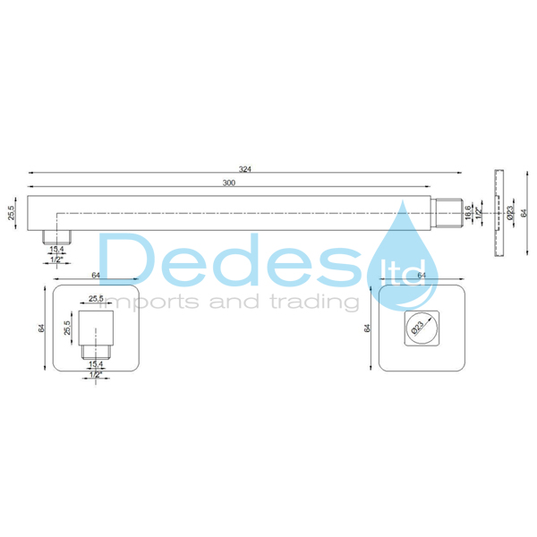 ΦΩΤΟΓΡΑΦΙΑ 2 ΒΡΑΧΙΟΝΑΣ ΝΤΟΥΣ ΤΟΙΧΟΥ L300 ΤΕΤΡΑΓΩΝΟΣ ΙΣΙΟΣ ΧΡΩΜΕ 1/2" ΑΡΣΕΝ. 25x25 ΑΝΟΞΕΙΔΩΤΟΣ ΜΕ ΡΟΖΕΤΑ ΣΕ ΚΟΥΤΙ