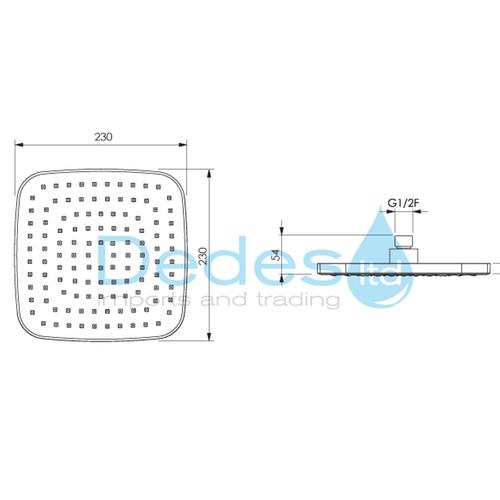 ΦΩΤΟΓΡΑΦΙΑ 2 ΚΩΔΩΝΑΣ ΝΤΟΥΣ ΤΕΤΡΑΓΩΝΟΣ 230x230x14mm S-PUA ΙΤΑΛ.ΧΡΩΜΕ ABS 1/2" ΘΗΛ.ΣΠΑΣΤΟΣ ΚΑΘΑΡΙΖΟΜΕΝΟΣ ΣΕ ΚΟΥΤΙ