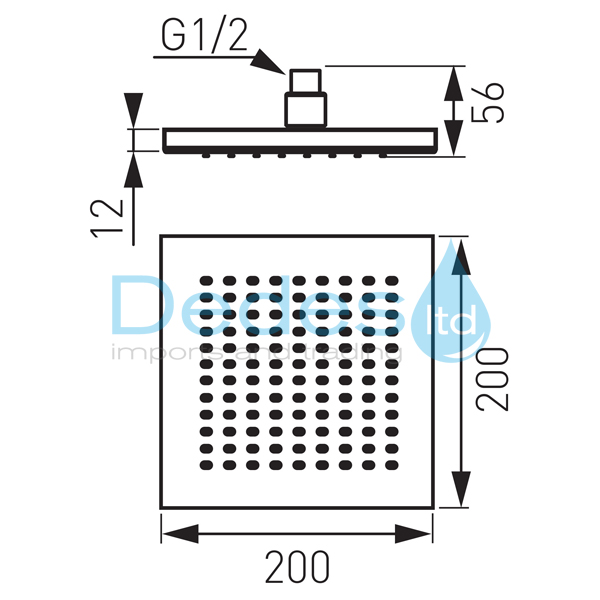 ΦΩΤΟΓΡΑΦΙΑ 2 ΚΩΔΩΝΑΣ ΝΤΟΥΣ ΤΕΤΡΑΓΩΝΟΣ ΧΡΩΜΕ 200x200x15mm ΑΠΟ ABS DSN02 FERRO 1/2" ΘΗΛ. ΣΠΑΣΤΟΣ ΣΕ ΚΟΥΤΙ