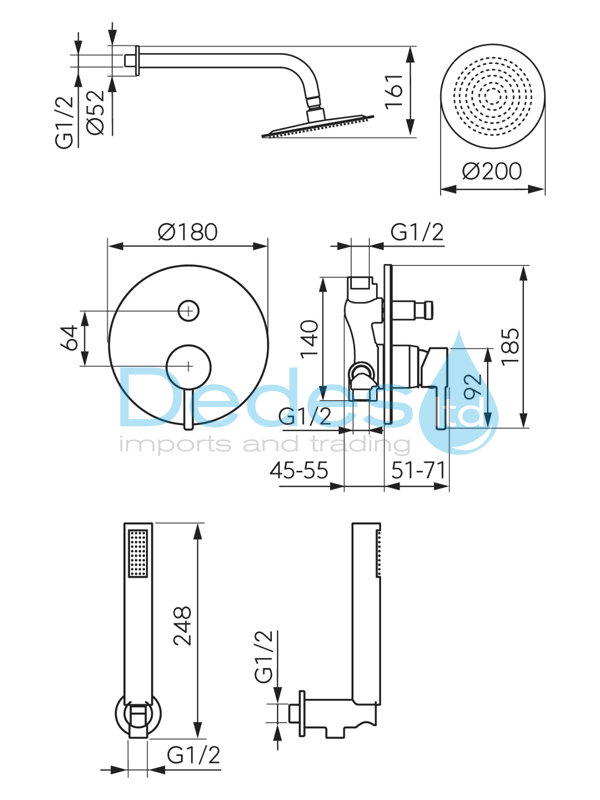 ΦΩΤΟΓΡΑΦΙΑ 3 ΚΙΤ ΕΝΤΟΙΧΙΣΜ. CIRICULUS BRUSHED GOLD ΜΕ ΜΠΑΤ. ΚΩΔ. INOX Φ200, ΒΡΑΧ.35cm, ΤΗΛΕΦ. ΣΠΙΡΑΛ 150cm, ΣΤΗΡ.