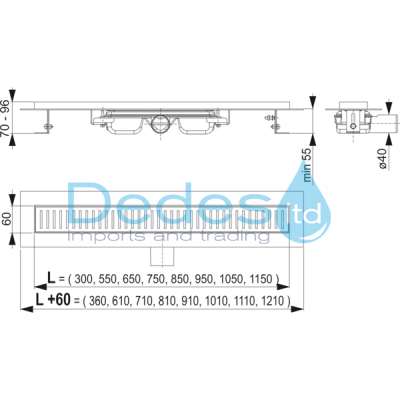 ΦΩΤΟΓΡΑΦΙΑ 2 ΣΙΦΩΝ ΝΤΟΥΣ ΕΥΘΥΓΡAMMO Φ40 APZ101-550 ALCAPLAST ΑΠΟ ΑΝΟΞΕΙΔ.ΑΤΣΑΛΙ L=610mm G=60mm H1=55mm H2=70-96mm