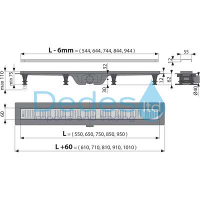 ΦΩΤΟΓΡΑΦΙΑ 2 ΣΙΦΩΝ ΝΤΟΥΣ ΕΥΘΥΓΡAMMO Φ40 APZ10-650Μ ALCAPLAST ΜΕ MAT ΣΧΑΡΑ ΣΕ BLISTER L=700mm G=60mm H1=62mm H2=75