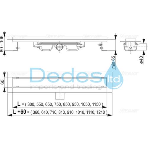 ΦΩΤΟΓΡΑΦΙΑ 2 ΣΙΦΩΝ ΝΤΟΥΣ ΕΥΘΥΓΡAM. Φ40 APZ106-650 ALCAPLAST ΑΝΟΞ.ΑΤΣΑΛΙ PROFES.LOW L=710mm G=60mm H1=65 H2=80-106
