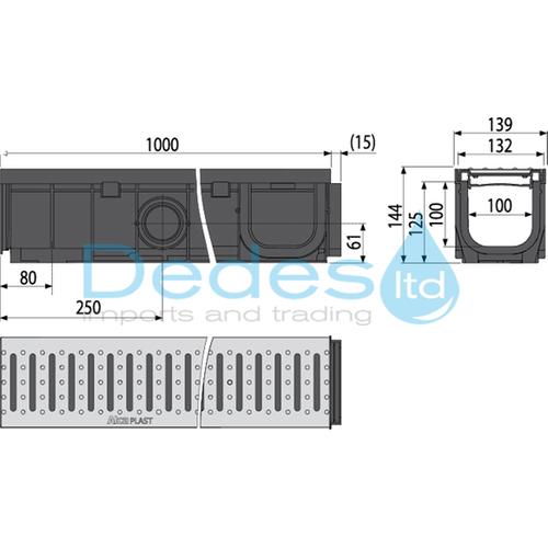 ΦΩΤΟΓΡΑΦΙΑ 2 ΚΑΝΑΛΙ ΣΥΛΛΟΓΗΣ ΥΔΑΤΩΝ AVZ102-R102 ALCAPLAST ΠΟΛΥΠΡΟΠΥΛΕΝΙΟΥ 1000x139x144 ΜΕ ΓΑΛΒΑΝΙΖΕ A15 ΣΧΑΡΑ