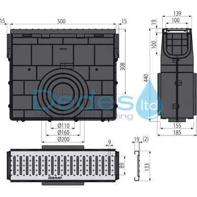 ΦΩΤΟΓΡΑΦΙΑ 2 ΚΑΝΑΛΙ-ΦΡΕΑΤΙΟ ΣΥΛΛΟΓΗΣ ΥΔΑΤΩΝ AVZ102R-R102S ALCAPLAST ΠΟΛΥΠΡΟΠ/ΝΙΟΥ 500x139x440 Α15 ΓΑΛΒΑΝ.ΣΧΑΡΑ"C"
